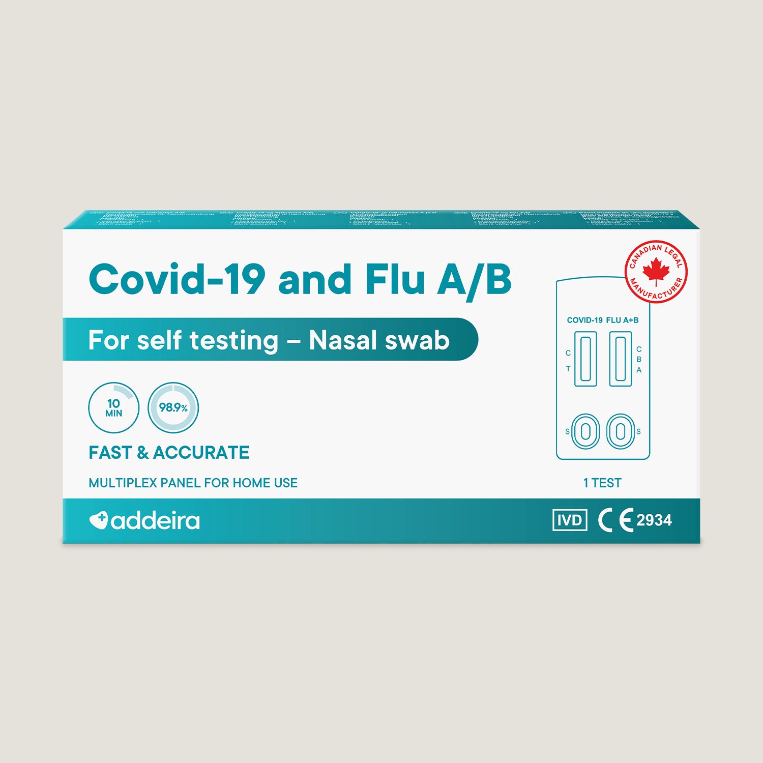 Addeira Covid-19 and influenza A/B test, 1 pc