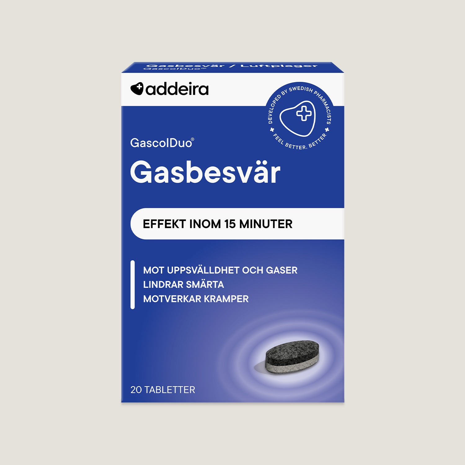 GascolDuo vid gasbesvär, 20 tabletter